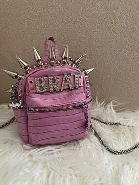 DOLLS X NASTY GEM ORIGINAL RARE  PINK SPIKED VEGAN LEATHER MINI BACKPACK